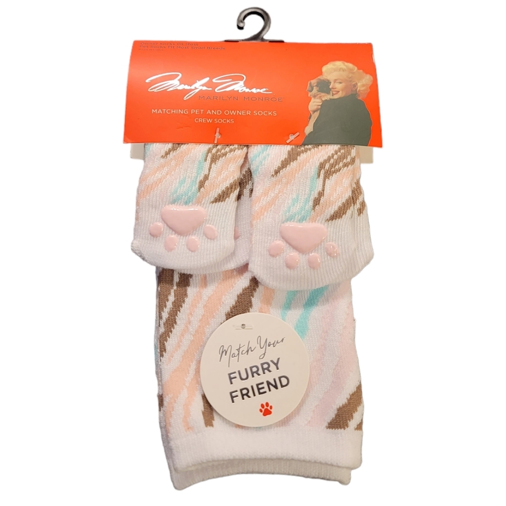 NWT! Marilyn Monroe Matching Pet & Owner Crew Socks For Small Dogs